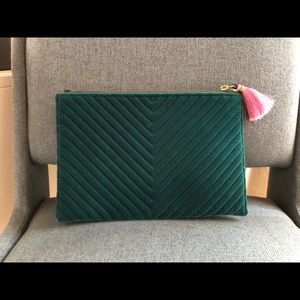 J CREW velvet green clutch